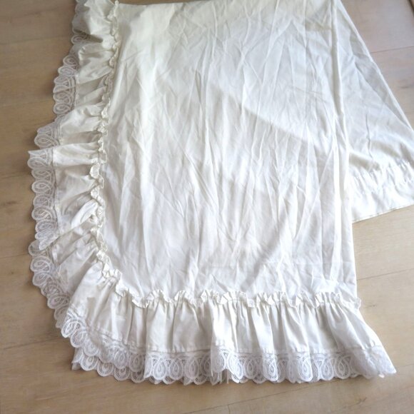 Pair of 2 White Lace Ruffle Curtain Drape Panels 44" x 62" Cottage Shabby Chic - Picture 10 of 16